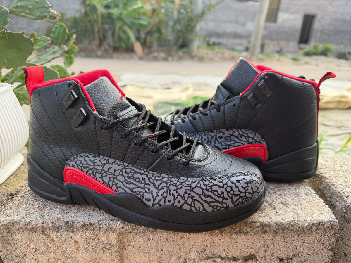 Air Jordan 12 Retro 'Black/Red' Elephant Print