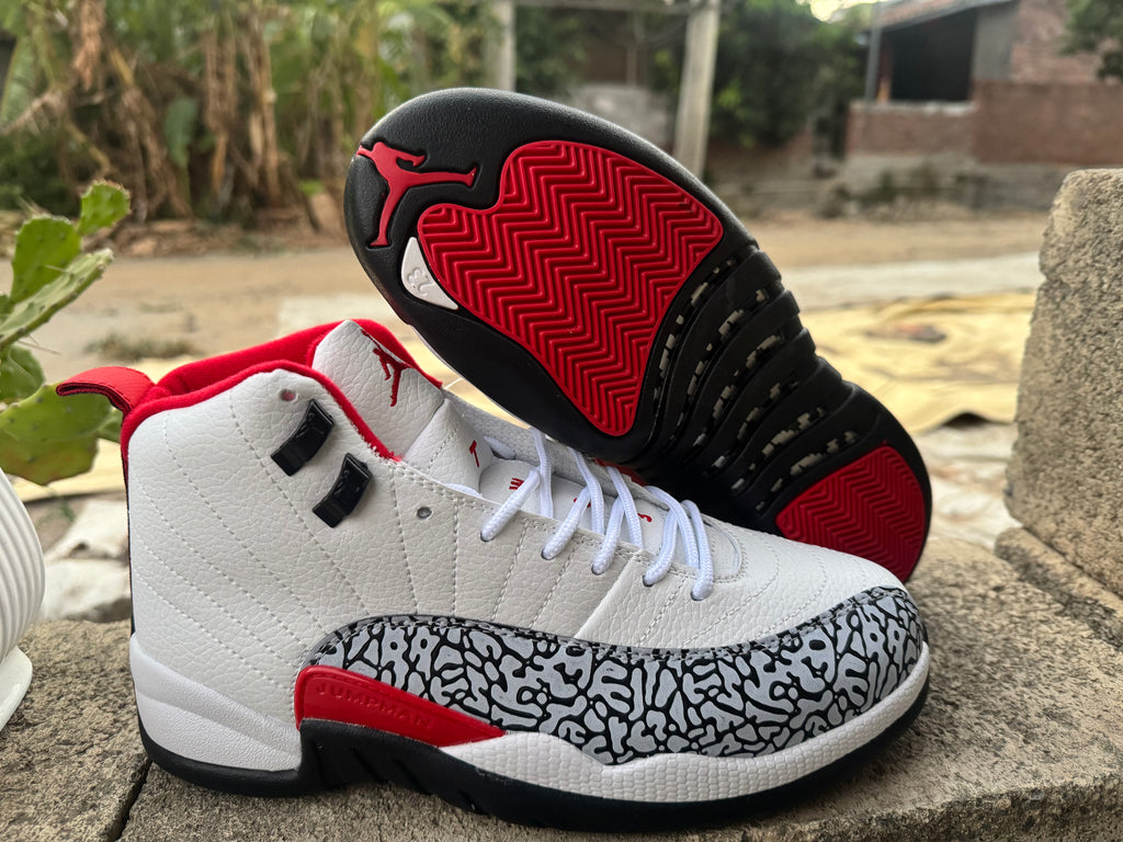 Air Jordan 12 Elephant Print – White/Red/Black Custom (2026)
