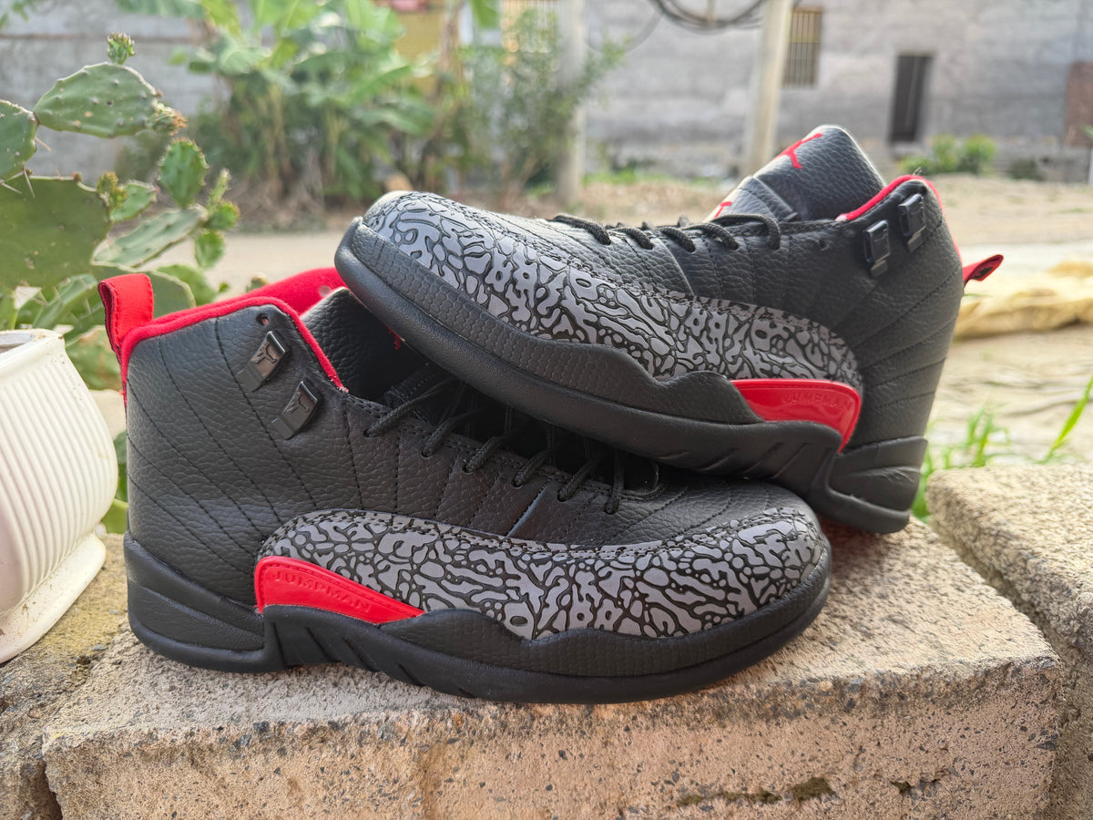 Air Jordan 12 Retro 'Black/Red' Elephant Print