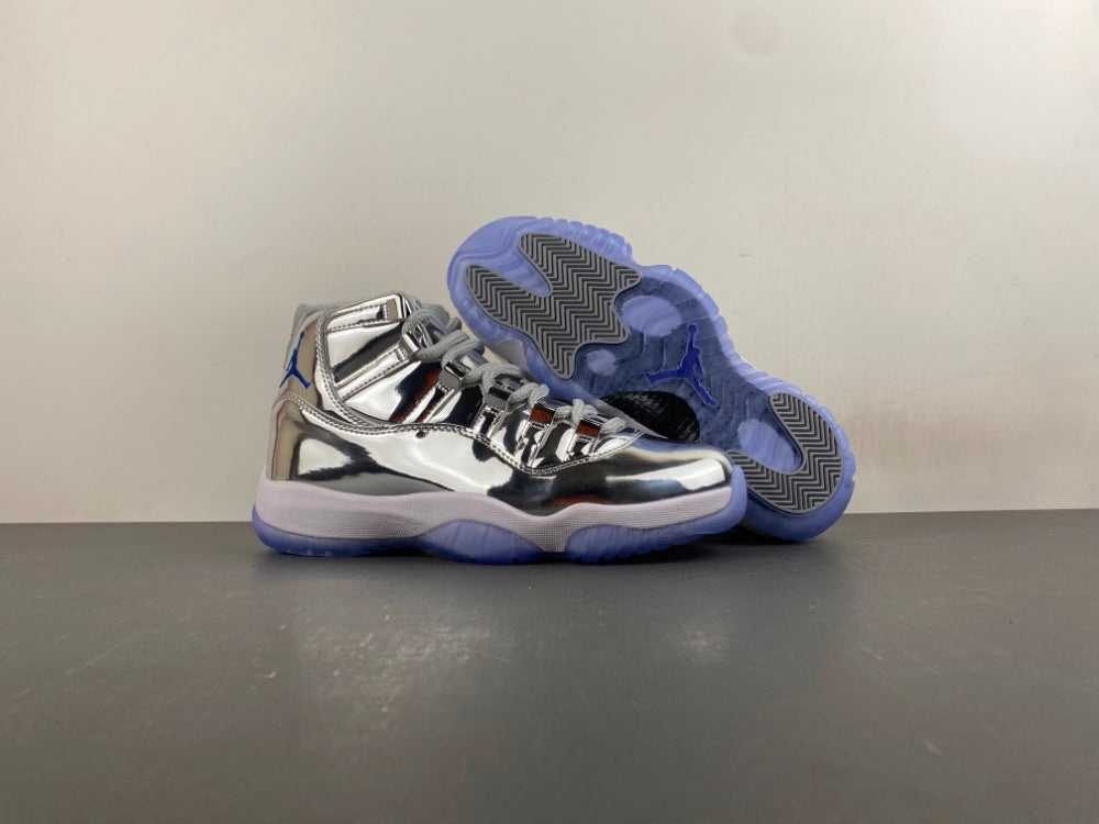 Air Jordan 11 Retro Custom – Metallic Silver / Blue
