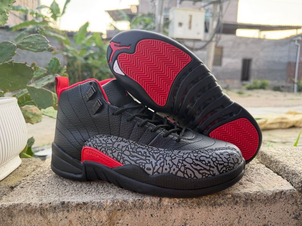 Air Jordan 12 Retro 'Black/Red' Elephant Print