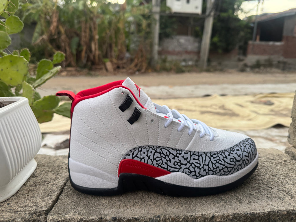 Air Jordan 12 Elephant Print – White/Red/Black Custom (2026)