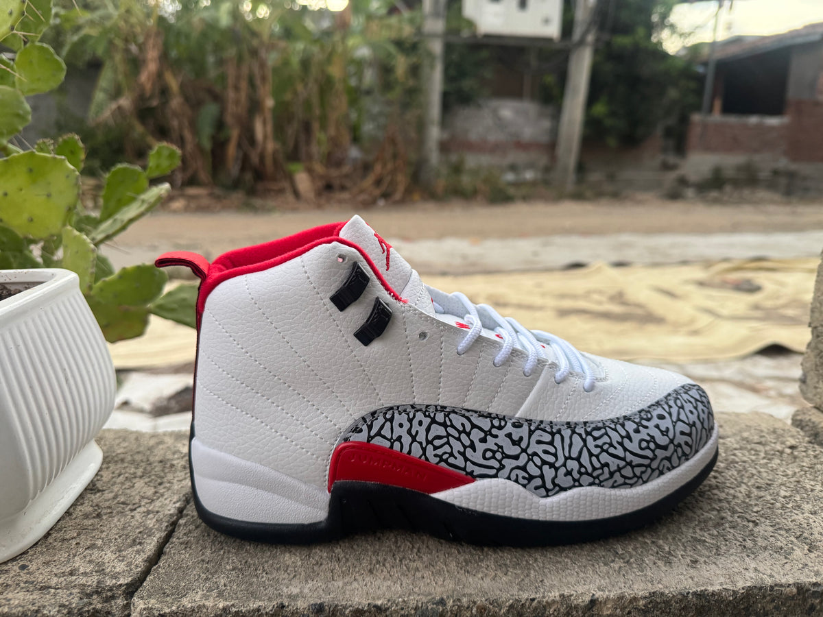 Air Jordan 12 Elephant Print – White/Red/Black Custom (2026)