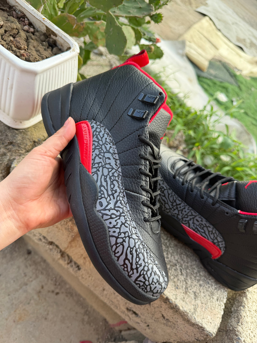 Air Jordan 12 Retro 'Black/Red' Elephant Print