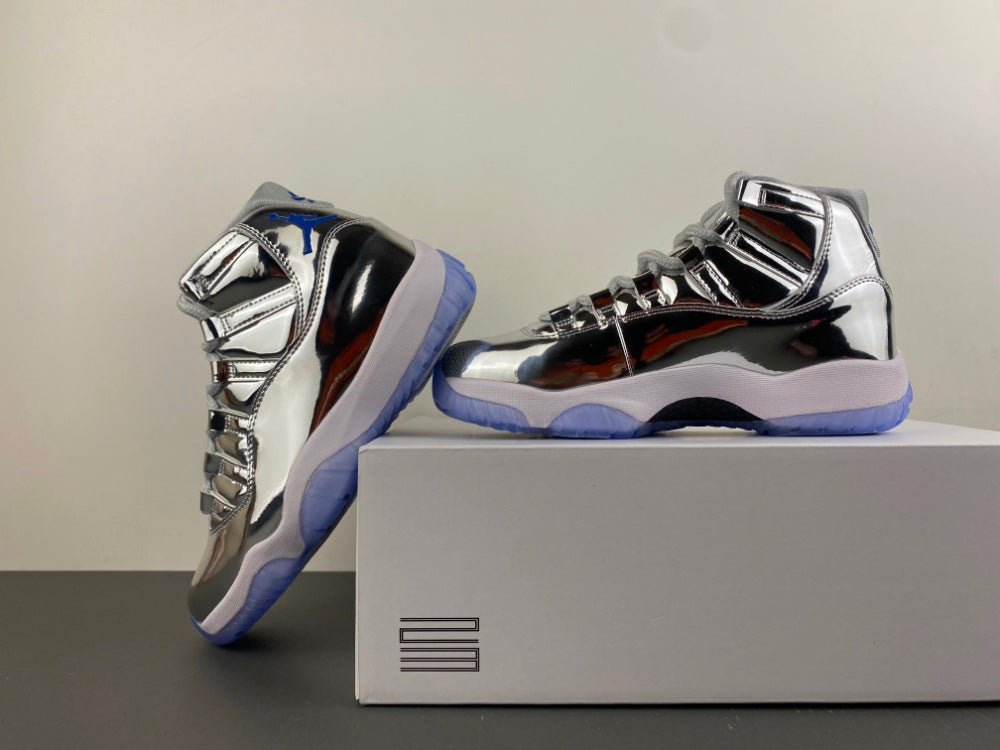 Air Jordan 11 Retro Custom – Metallic Silver / Blue