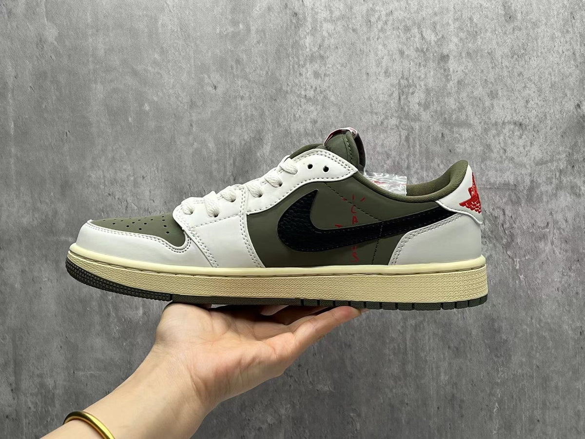 Air Jordan 1 Low D "Reverse Olive / Medium Olive" Reverse Swoosh