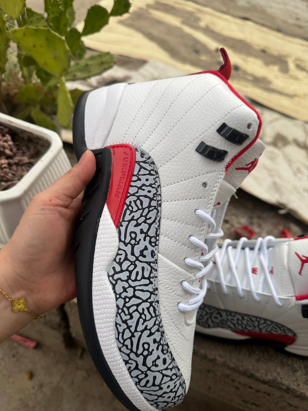 Air Jordan 12 Elephant Print – White/Red/Black Custom (2026)